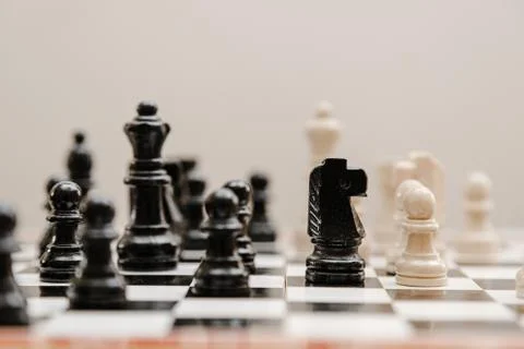 Classical chess stand on a chess board. Chess combinations for beginners Stock Photos