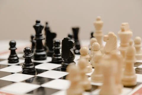 Classical chess stand on a chess board. Chess combinations for beginners Stock Photos