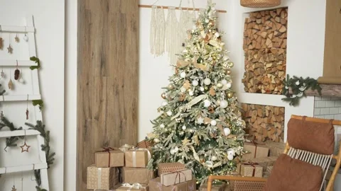 Classical Christmas decorated interior living room. Modern classic style 스톡 동영상 317329587