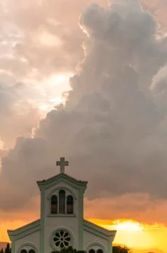 Classical church with sunset Foto stock