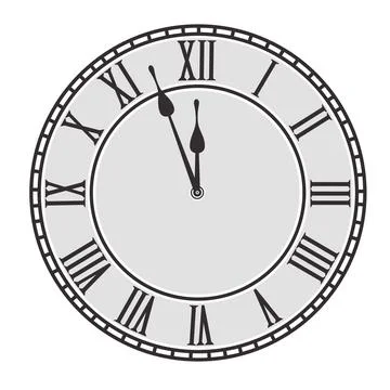 Classical clock dial with two arrows in separate layers. Isolated on white, d Stock Illustration
