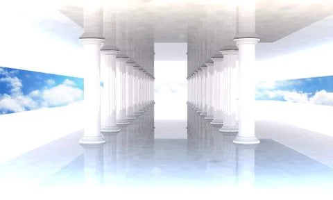 Classical colonnade with arcades and columns Stock Illustration