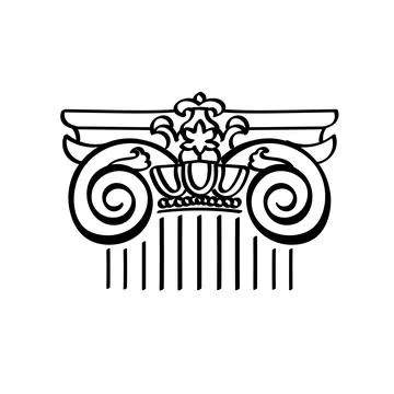 Classical column architecture element. Hand drawn column shape 库存插图