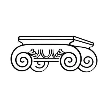 Classical column architecture element. Hand drawn column shape 库存插图