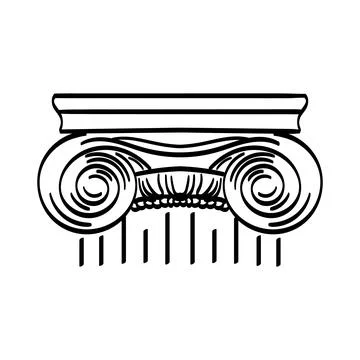 Classical column architecture element. Hand drawn column shape 库存插图