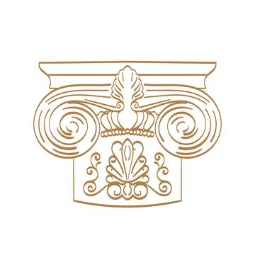 Classical column architecture element. Hand drawn column shape 库存插图