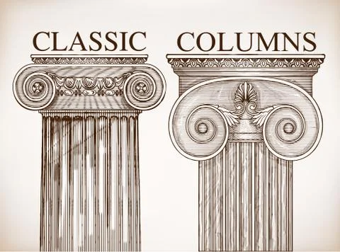 Classical column background set Stock Illustration