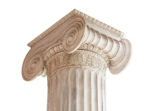 Classical column capital on white Stock Photos