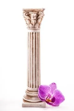 Classical column with flower 写真素材