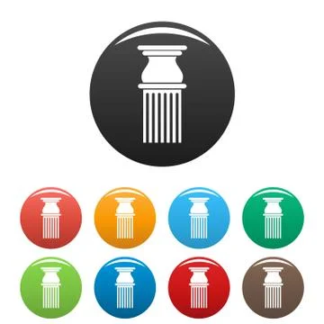 Classical column icons set color vector Stock Illustration