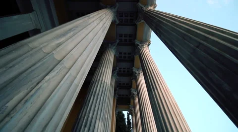 Classical columns prospective in athens dolly camera Stock-Footage 62894816