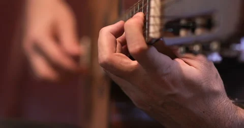 Classical cutway guitar playing, close-up Stock Footage 161543251