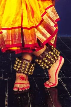 Classical dancer bharatnatyam classical dance showing ghungroo, India MR#604 Stock Photos