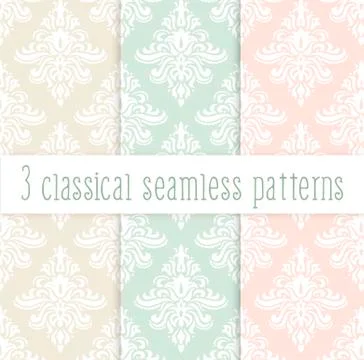 Classical delicate seamless pattern set Stock Illustration