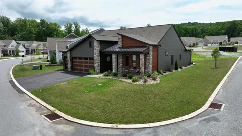 Classical designed single family house in american suburb neighborhood. Stock Footage 281703813