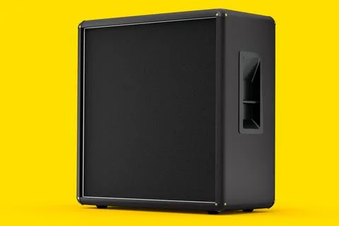Classical electric and acoustic guitar amplifier isolated on yellow backgroun Stock Illustration