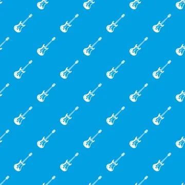 Classical electric guitar pattern seamless blue Stock Illustration