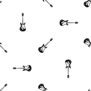 Classical electric guitar pattern seamless black Stock Illustration