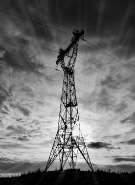 Classical electrical power lines support. Stock Photos