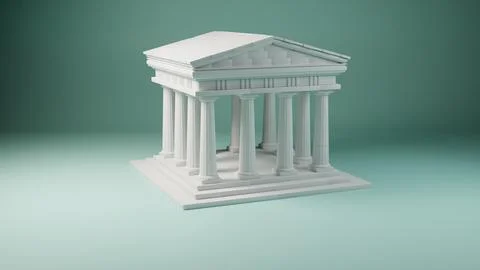 Classical Elegance: A Pristine White Temple in 3D Render Stock Illustration