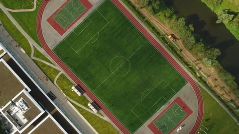 Classical empty old stadium from birds eye view. Aerial footage. 4k Stock-Footage 89012822