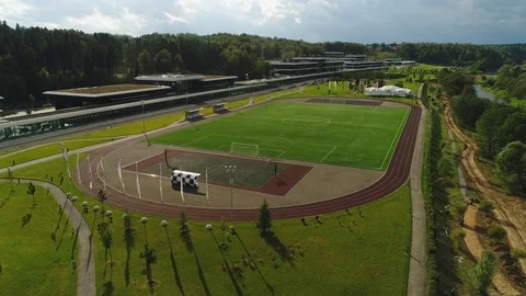 Classical empty old stadium from birds eye view. Aerial footage. 4k Stock-Footage 89013961