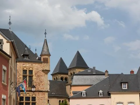 A classical facade perspective in Echternach Stock Photos