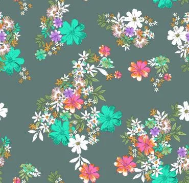 Classical flower with grey digital background Stock Illustration