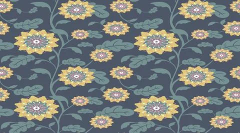 Classical flowers pattern seamless set Stock Illustration