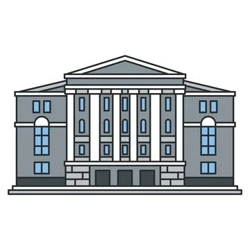 Classical government building with columns and pediment isolated on white b.. Ilustración de archivo