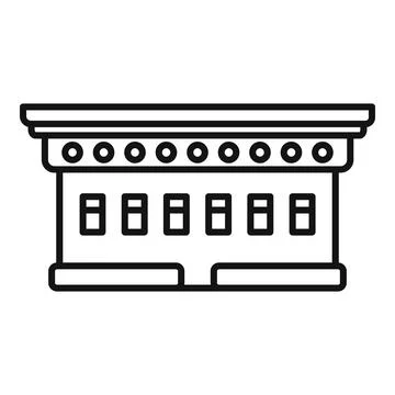 Classical government building facade icon black outline Ilustración de archivo