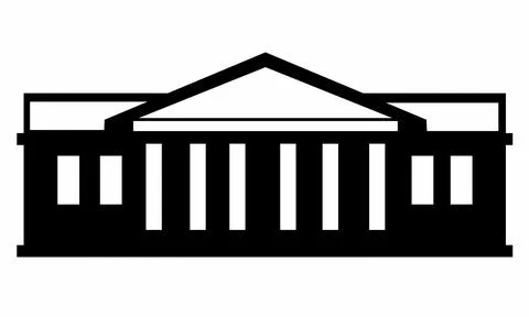 Classical Government Building Icon with Pillars, Vector Illustration of a Legal  Stock Illustration
