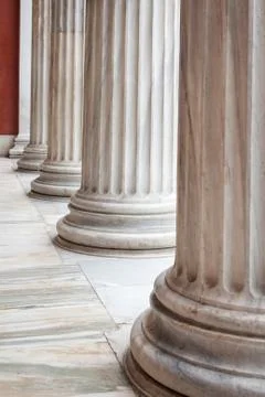Classical Greek columns in a row Stock Photos