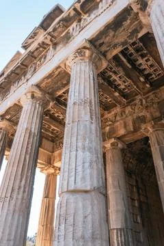 Classical Greek Temple Columns Close-Up Stock Photos