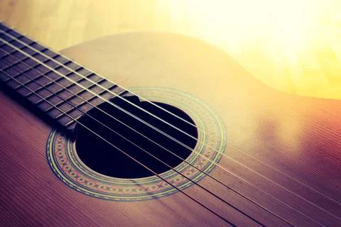 Classical guitar and strings, professional instrument Cutout of a classica... 스톡 사진