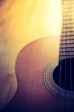 Classical guitar and strings, professional instrument Cutout of a classica... 스톡 사진