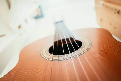 Classical guitar and strings, professional instrument Cutout of a classica... 스톡 사진