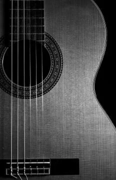 Classical Guitar Close-Up Black & White Stock Photos