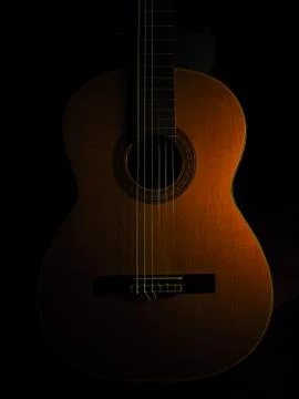 Classical Guitar Close-Up Low Key Foto stock