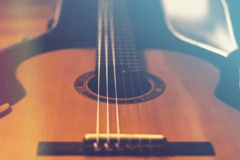 Classical guitar close-up Stock Photos