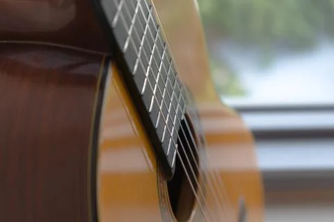 Classical guitar close up Stock Photos