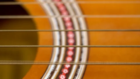 Classical Guitar Close-up of Strings Stock Footage 123919853