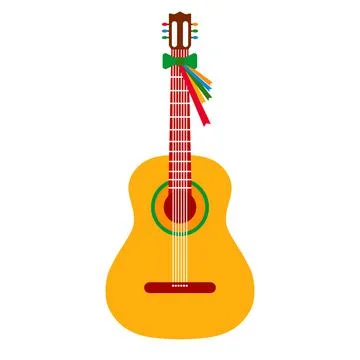 Classical Guitar. Flat Design Vector Illustration Of cartoon style Drawn Illustrazione stock