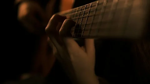 Classical guitar. hobby and training, artistic, cinematic Stock Footage 290462765