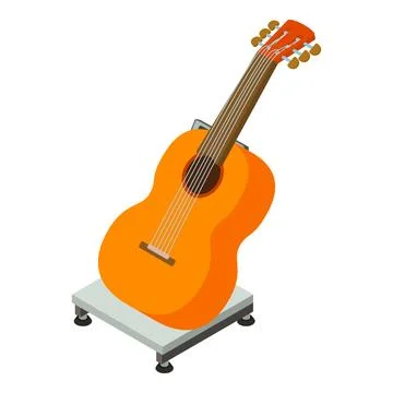 Classical guitar icon isometric vector. Stringed instrument on electronic scale Illustrazione stock
