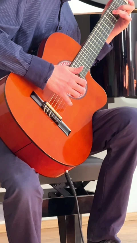 Classical Guitar Performance In Concert Hall Setting Stock Footage 310310903