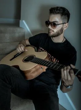 Classical guitar player Stock Photos