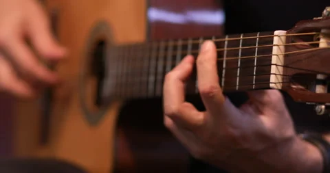 Classical guitar playing, close-up Stock Footage 161540277