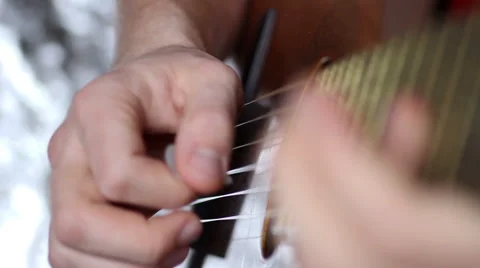 Classical Guitar playing with the pick Stock Footage 47711927