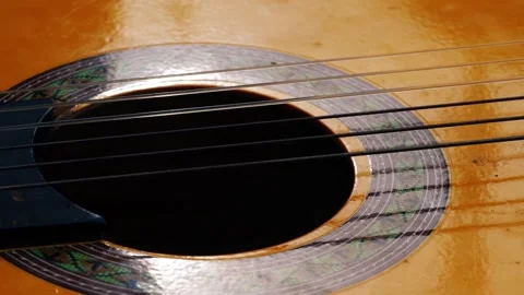 Classical guitar strings medium shot Видео 258476429